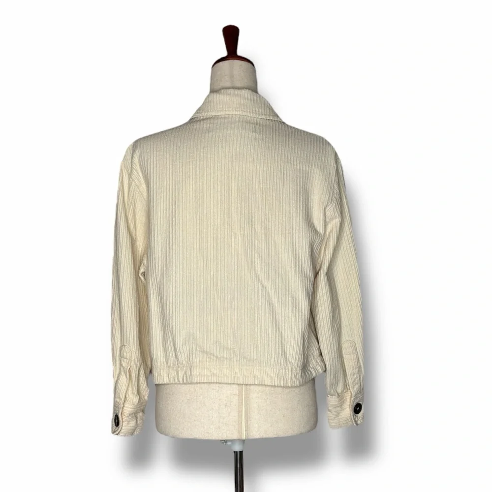 Zara Cream Corduroy Cropped Shirt Trucker Jacket Size XSmall